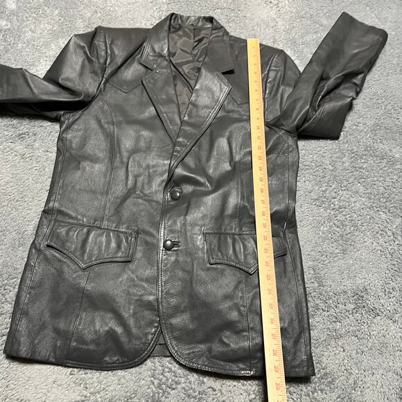 VTG Miller Stockman Western Blazer Mens 40 Gray Leather 2 Button Single Vent - Picture 10 of 12